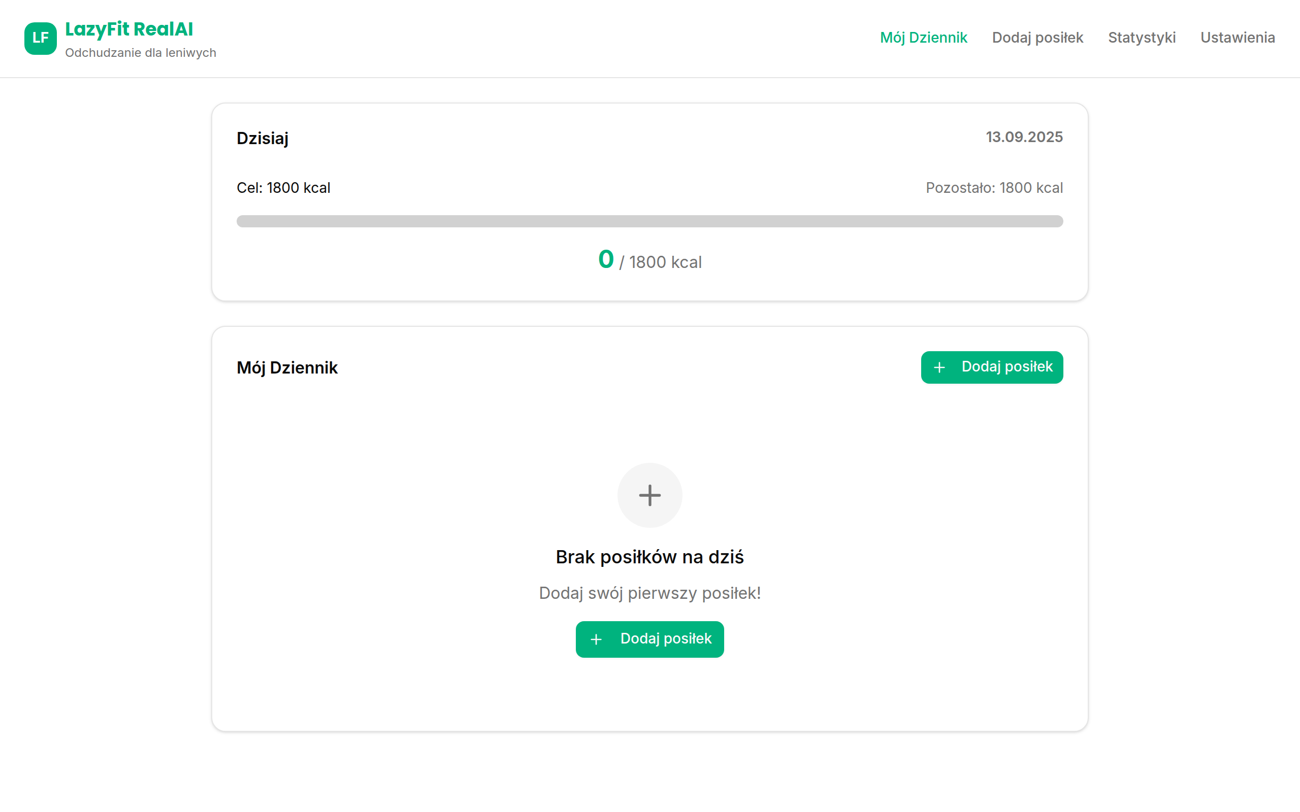 Aplikacja Dietetyczna - podgląd aplikacji
